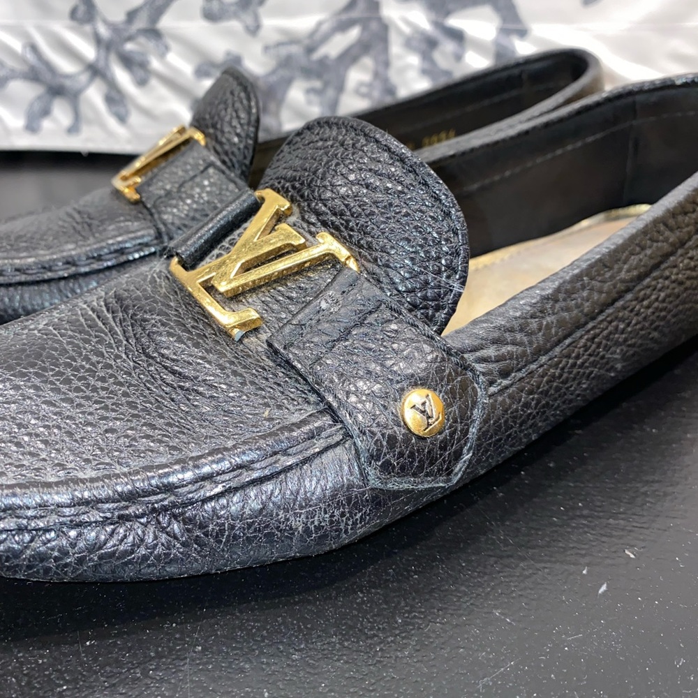 LOUIS VUITTON Leather Loafers with Gold Hardware